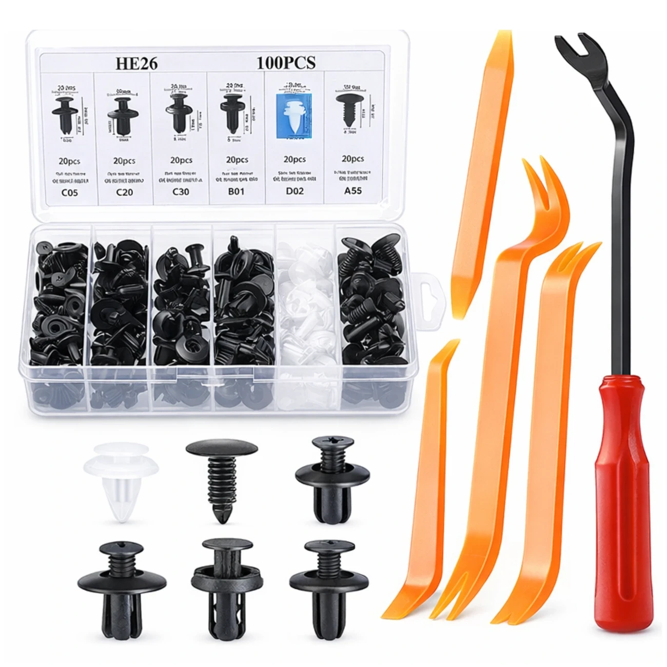 Set complet de clipsuri auto universale și instrumente